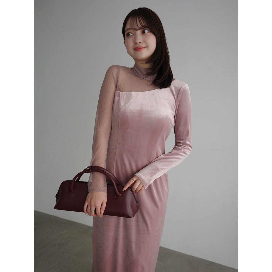 アニュアンス anuans シアーコンビタイトワンピース （PINK BEIGE