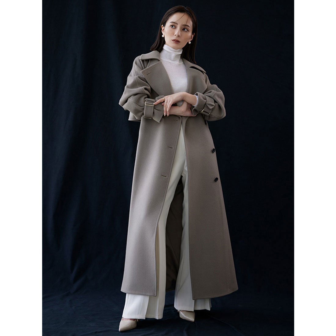 アニュアンス anuans ウールトレンチコート （KHAKI GREY） -靴