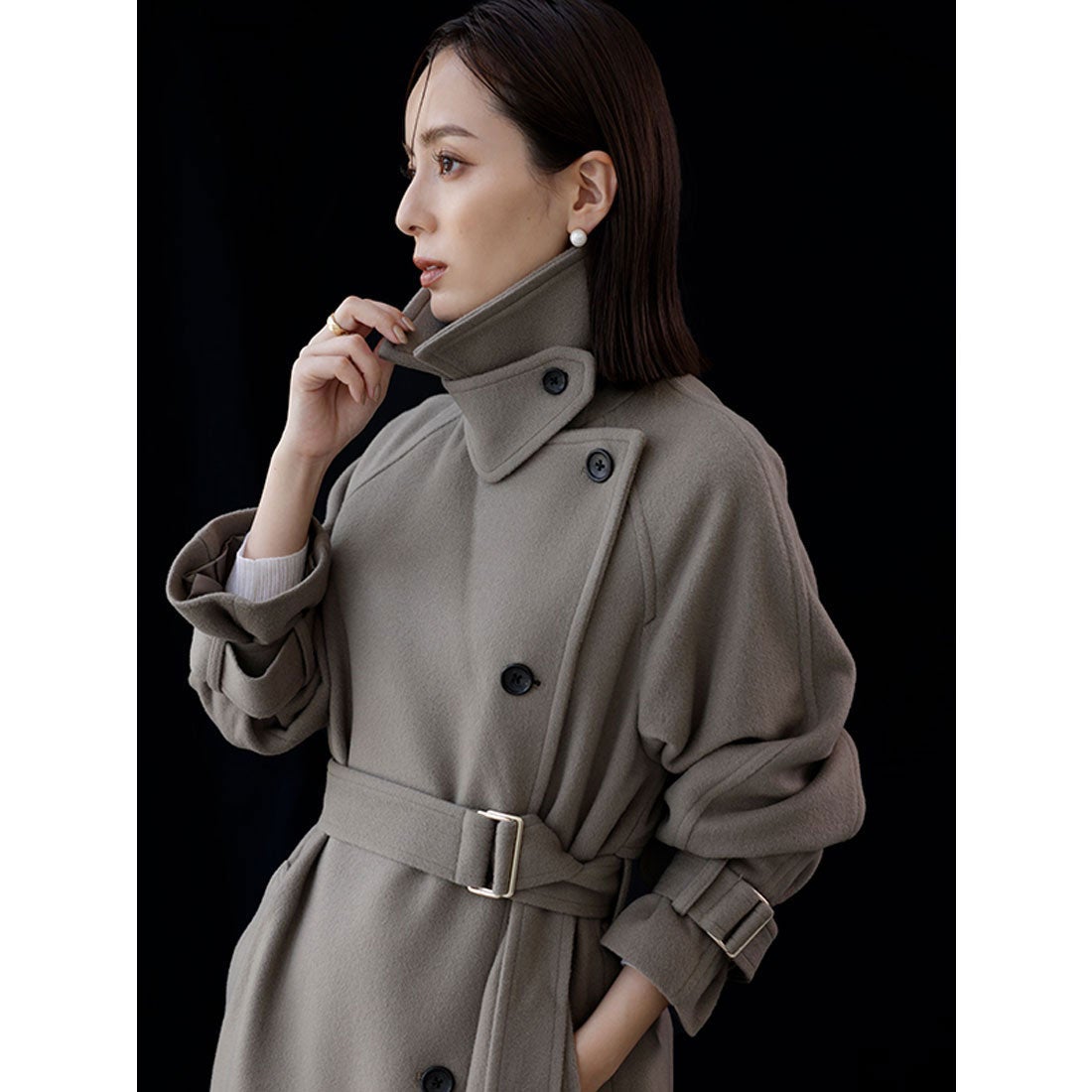 アニュアンス anuans ウールトレンチコート （KHAKI GREY