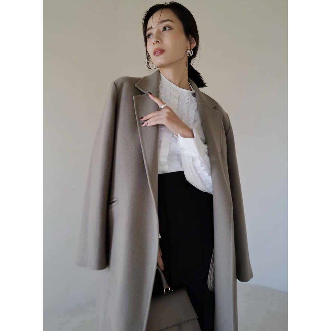 アニュアンス anuans リバーロングチェスターコート （CHARCOALGREY