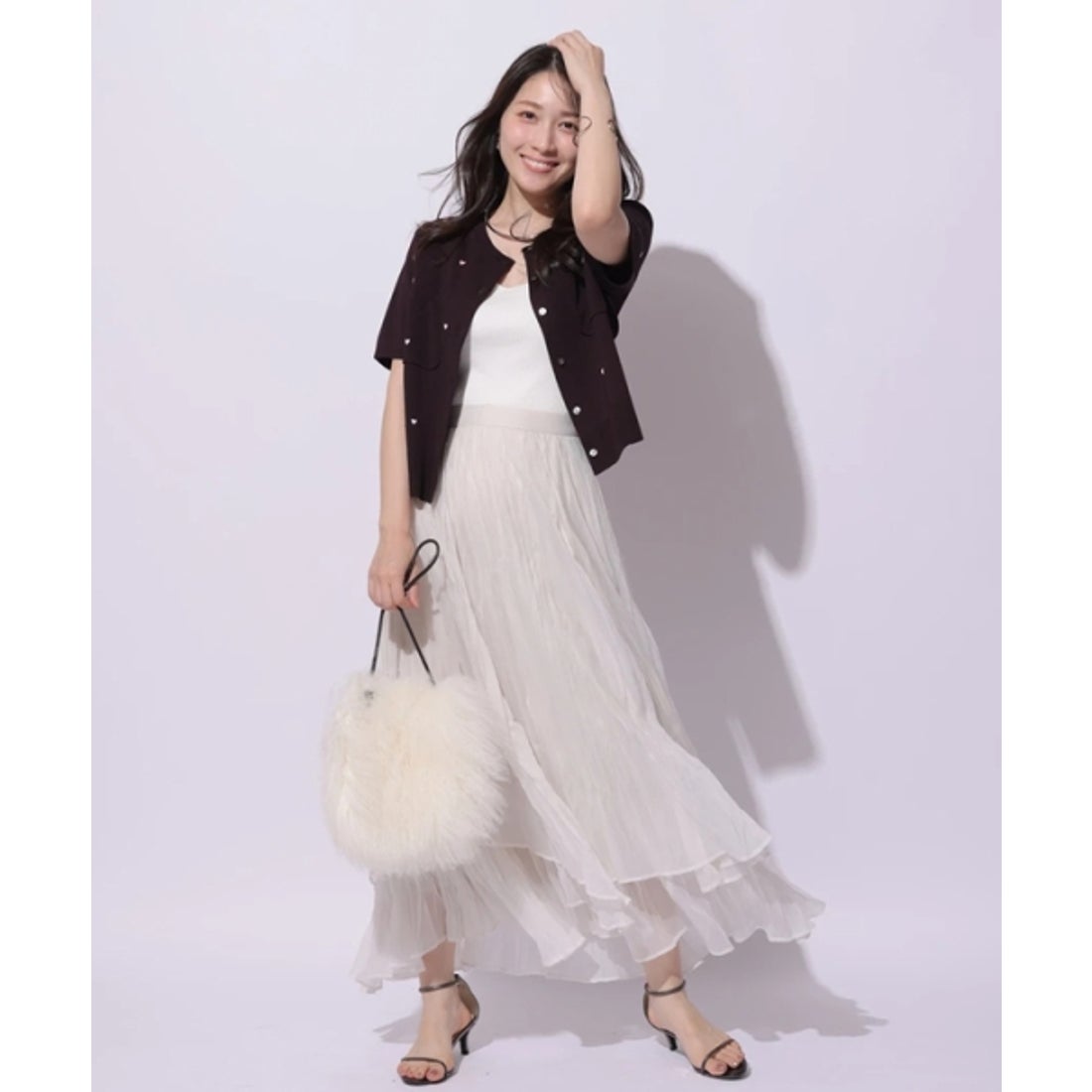 アプワイザー・リッシェ Apuweiser-riche ハート刺繍カラーカーデ