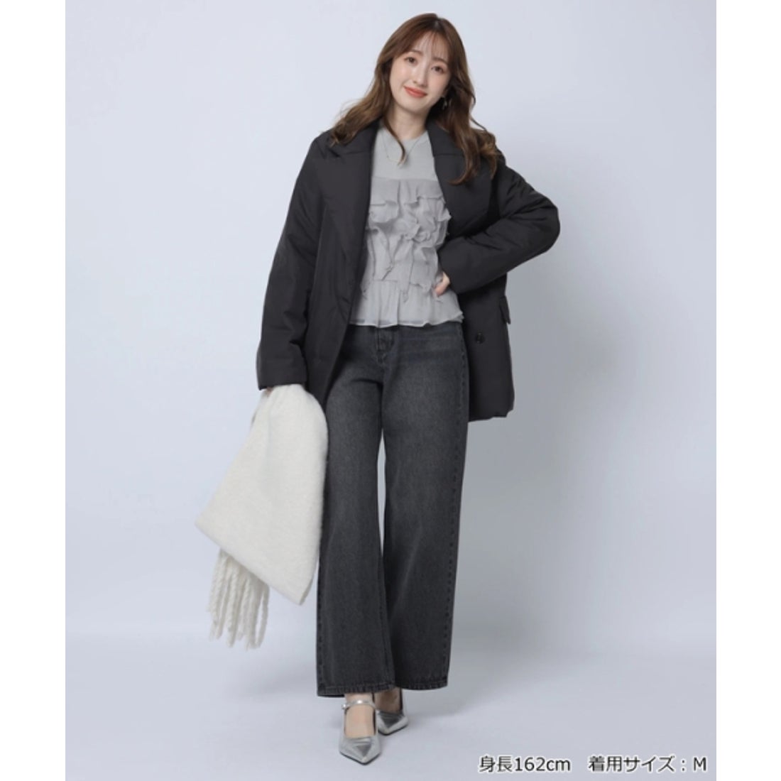 アプワイザー・リッシェ Apuweiser-riche 2WAYシアーフリルリブニット