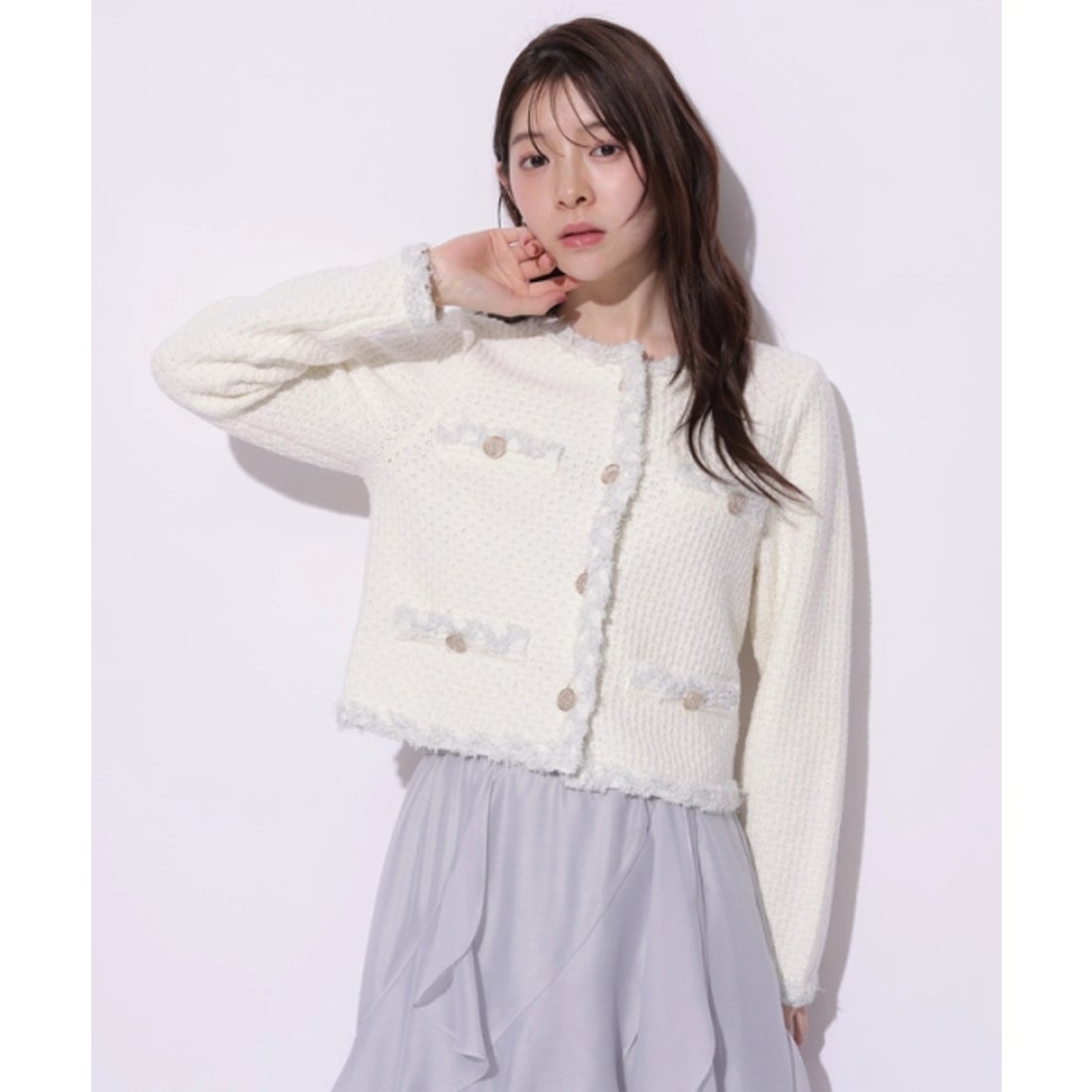 アプワイザー・リッシェ Apuweiser-riche MIXブレードニットジャケット