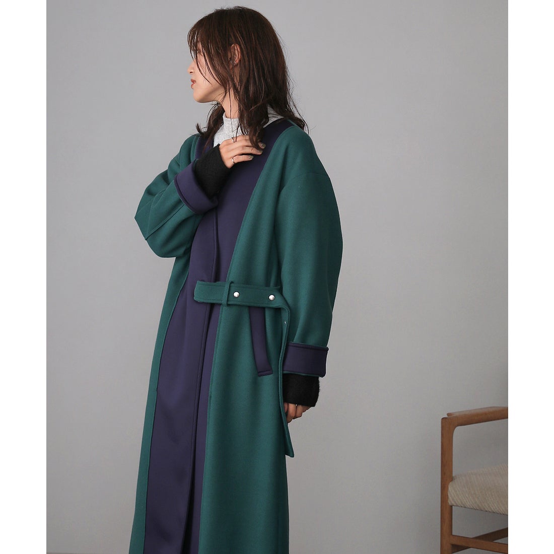 ブージュルード Bou Jeloud バイカラーボンディングコート （IVORY