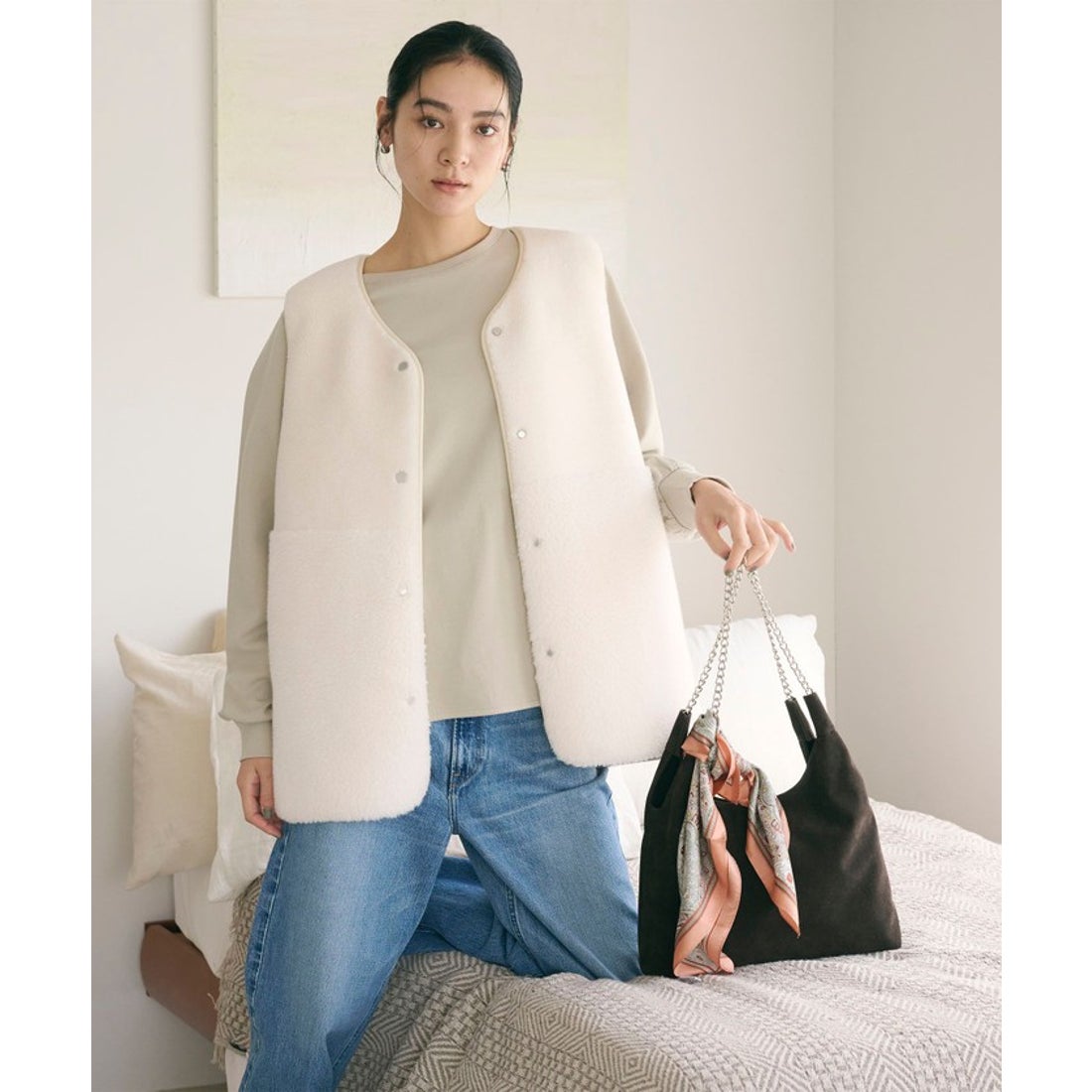 BEAUTY&YOUTH UNITED ARROWS スエードライク チェーン ショルダー