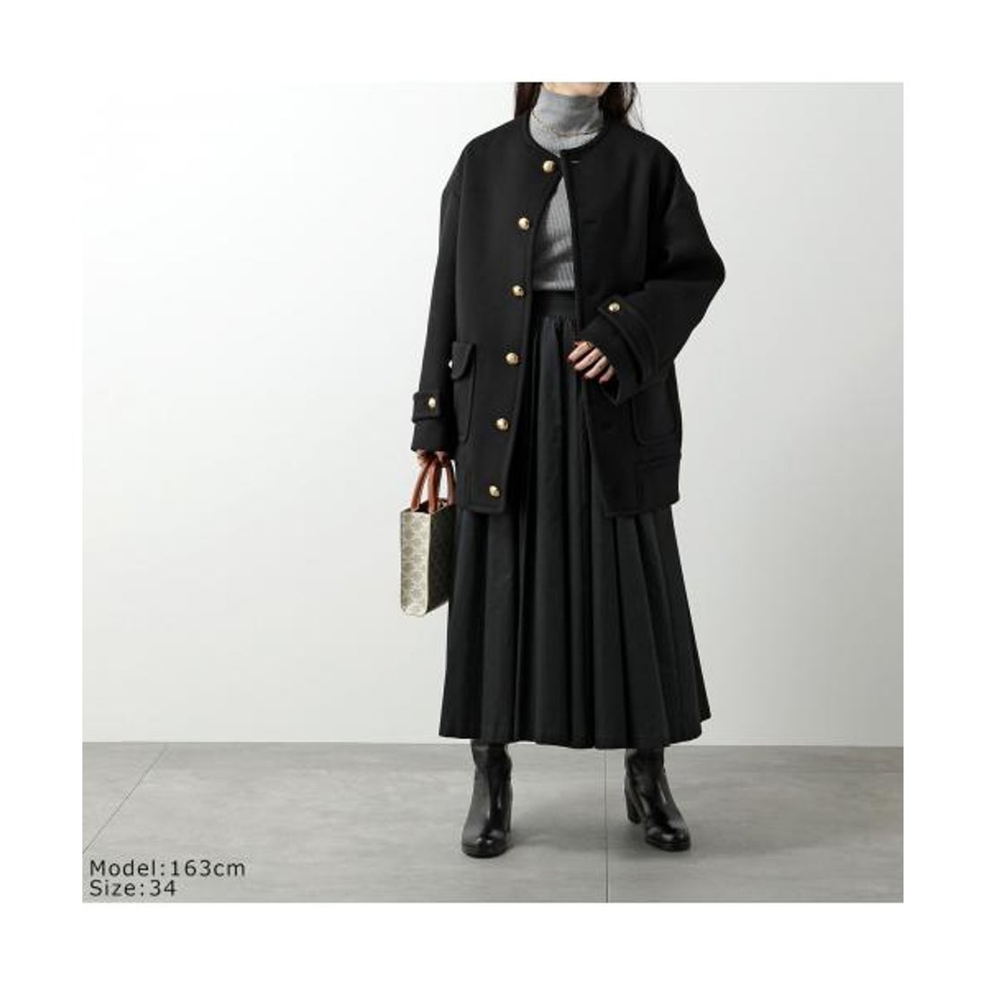 セリーヌ CELINE CELINE ノーカラーコート 2M20B 6700 カシミヤ （38NO