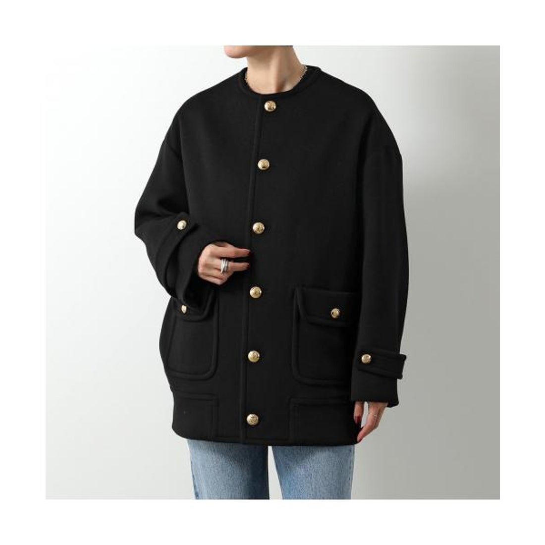 セリーヌ CELINE CELINE ノーカラーコート 2M20B 6700 カシミヤ （38NO