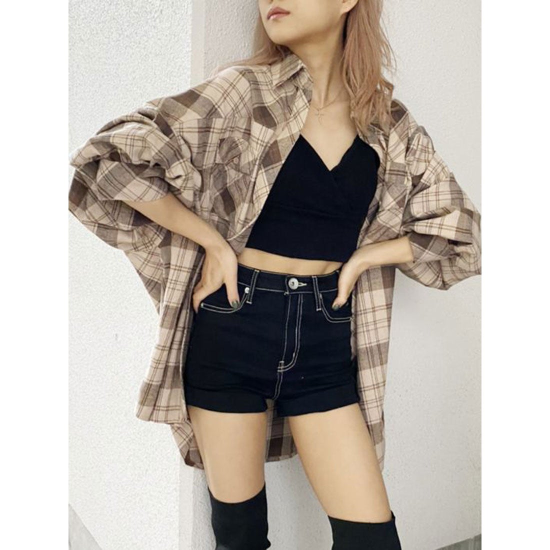 ジェイダ GYDA ワンウォッシュH/Wデニムショーパン（ブラック） -靴