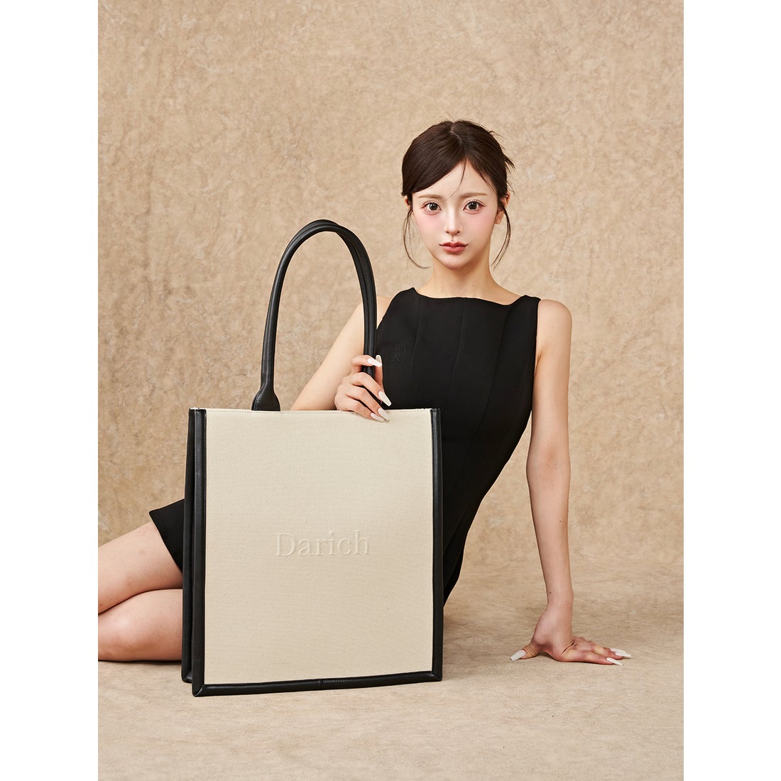 ダーリッチ Darich レザーキャンバストートバッグ （アイボリー