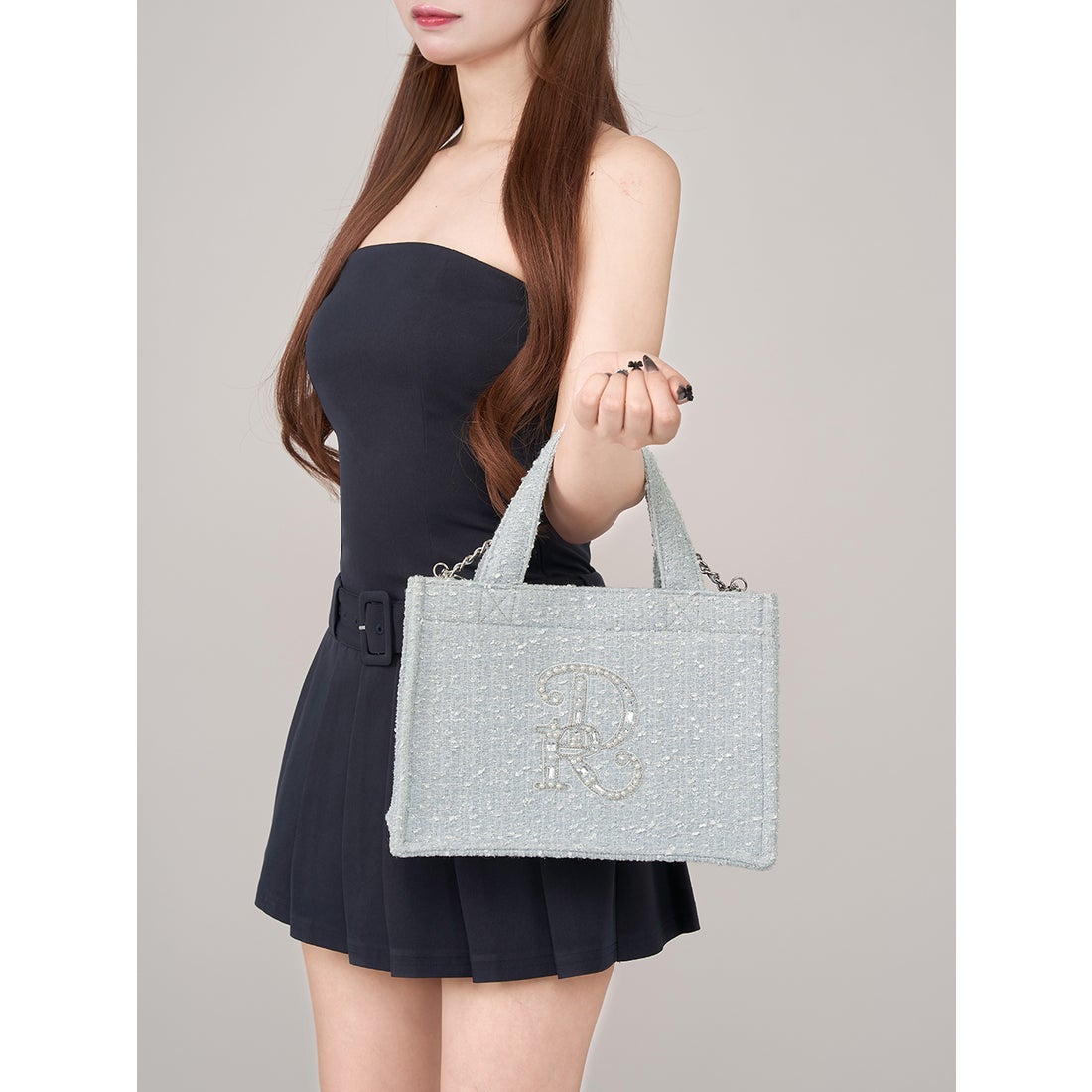 ダーリッチ Darich DRビジューミニトートバッグ （サックス） -靴