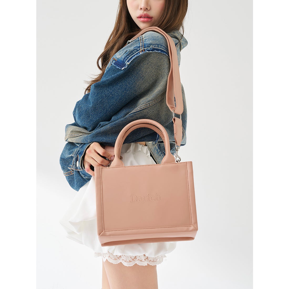 ダーリッチ Darich ロゴショルダーレザーミニトートバッグ （ピンク
