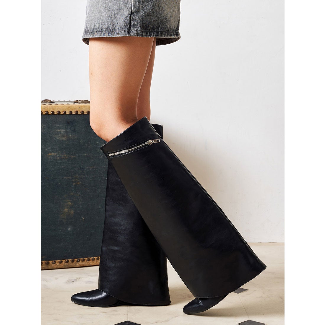 ダーリッチ Darich ファスナーカバーロングブーツ （ブラック