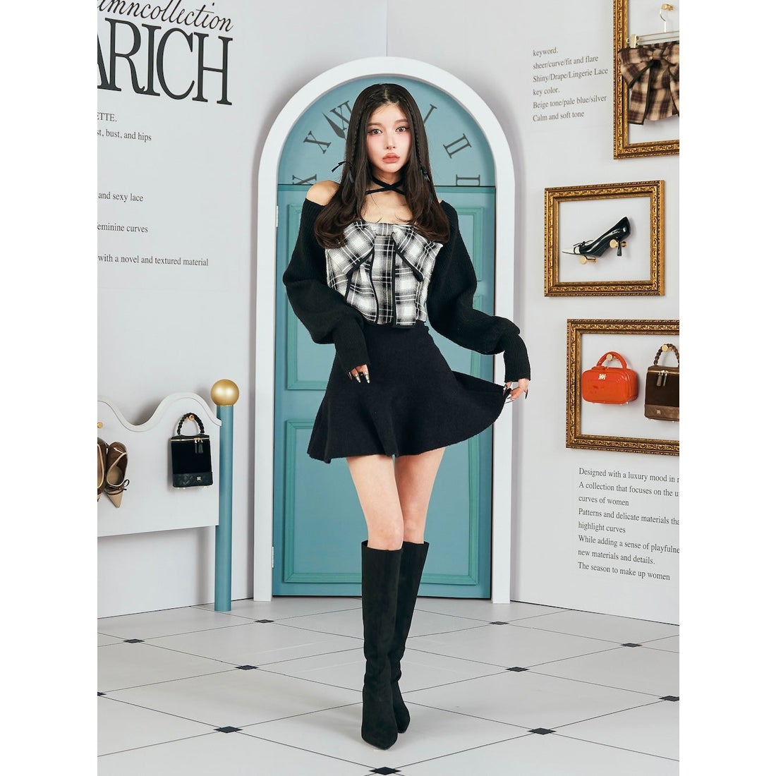 ダーリッチ Darich ポインテッドトゥスウェードロングブーツ