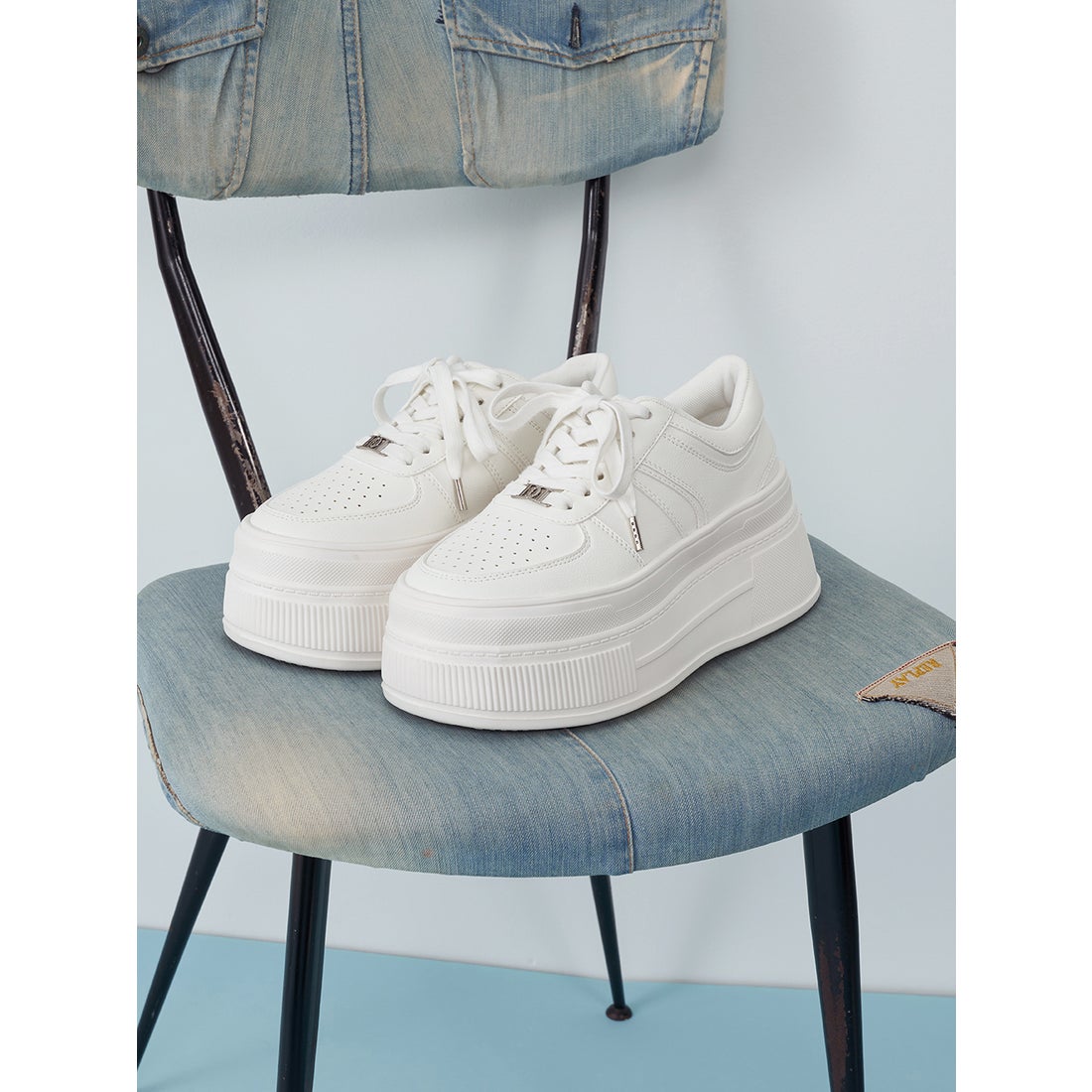 ダーリッチ Darich DDロゴソールスニーカー （サックス） -靴