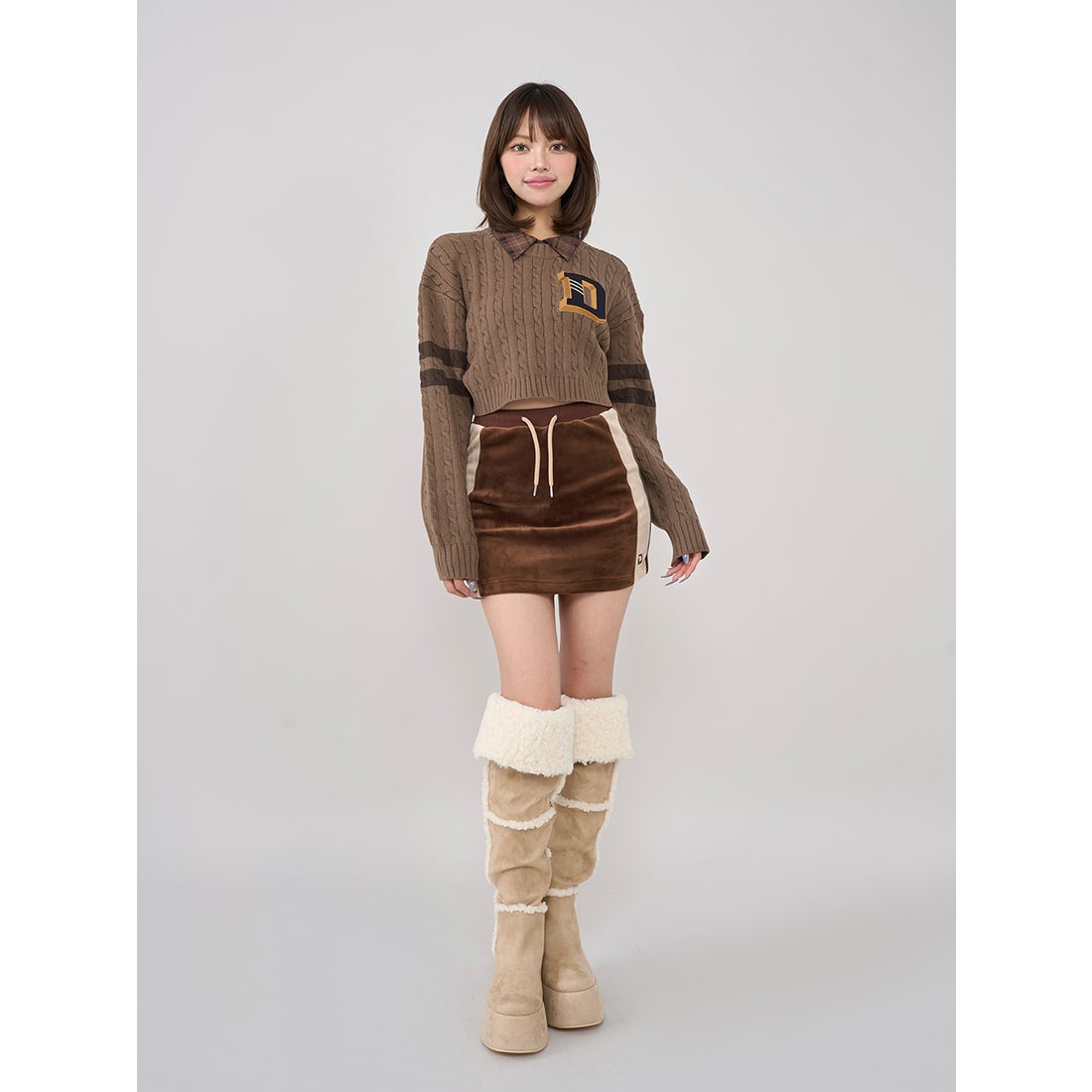 ダーリッチ Darich フェイクムートンニーハイブーツ （アイボリー