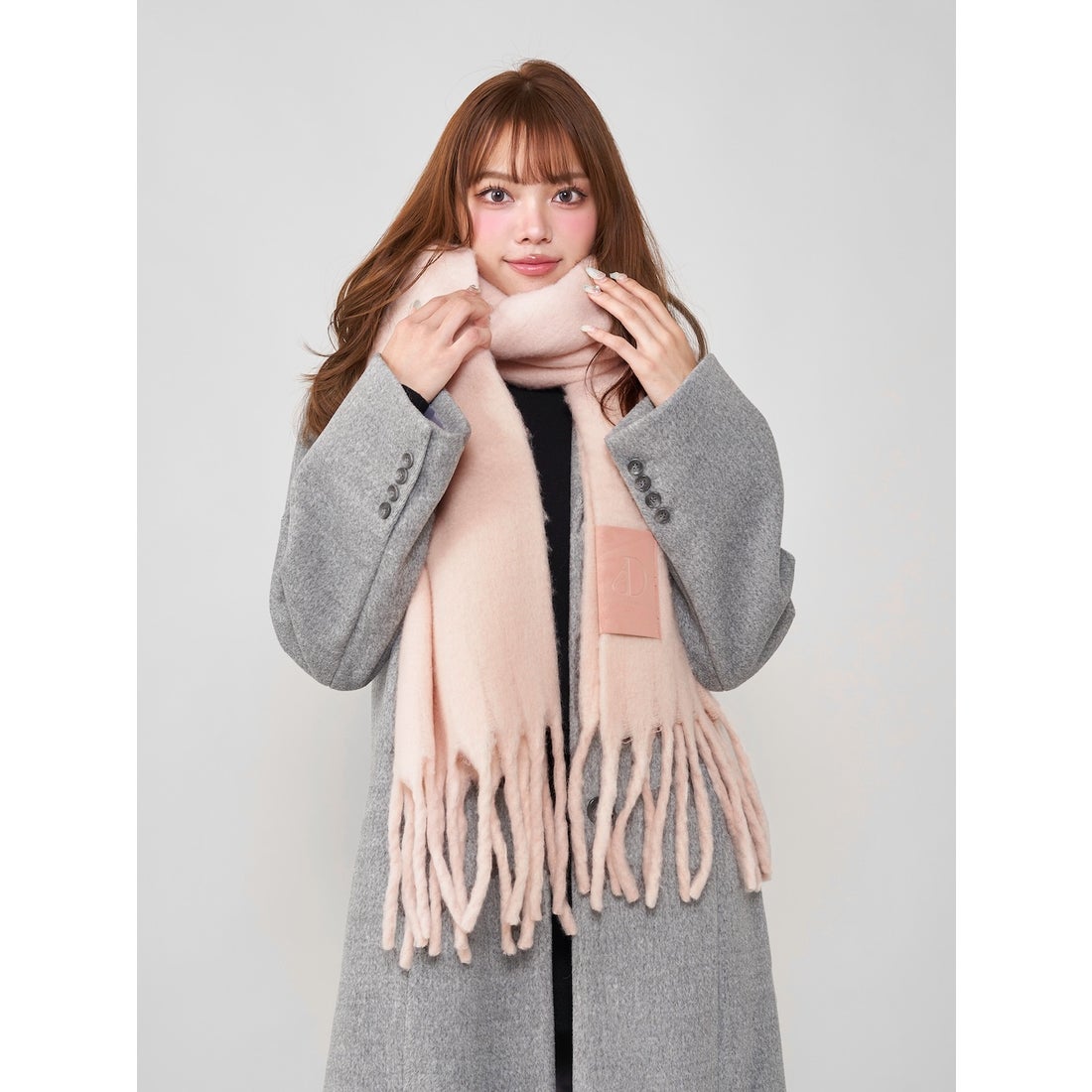 ダーリッチ Darich レザータグパッチボリュームマフラー （ピンク