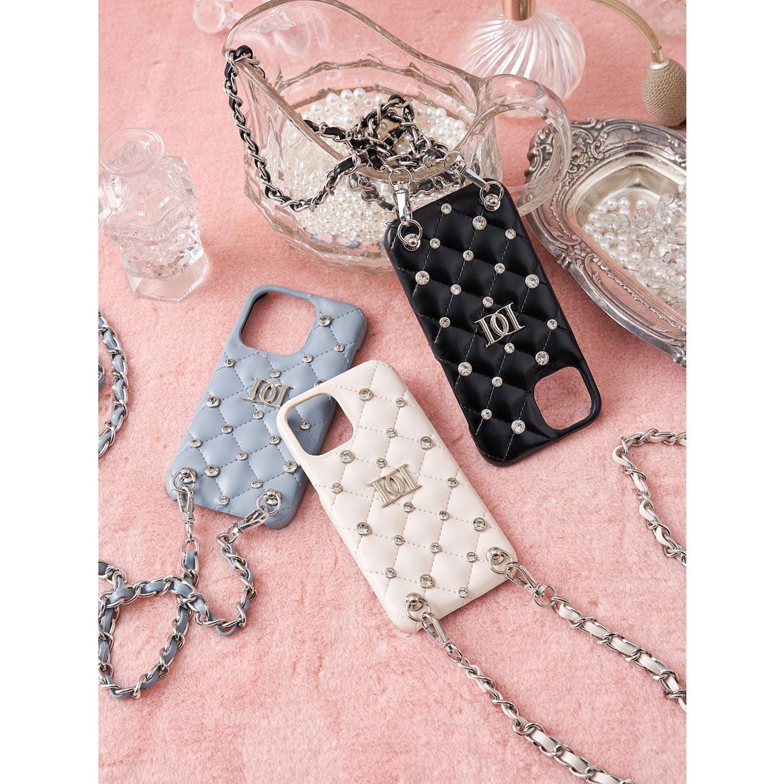 ダーリッチ Darich キルティングビジューiPhoneケース （サックス