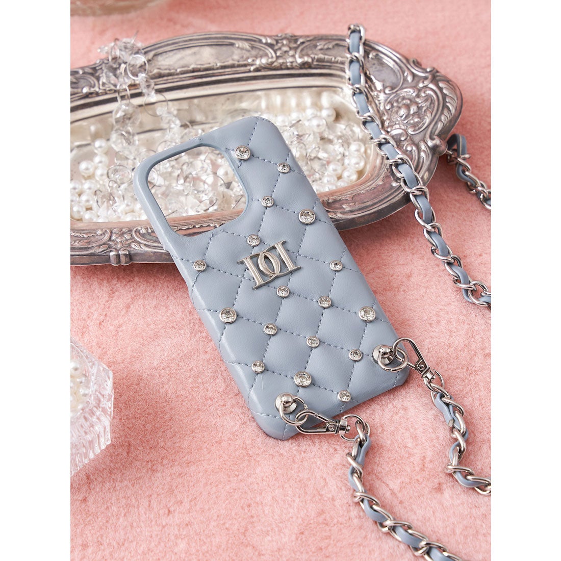 ダーリッチ Darich キルティングビジューiPhoneケース （サックス