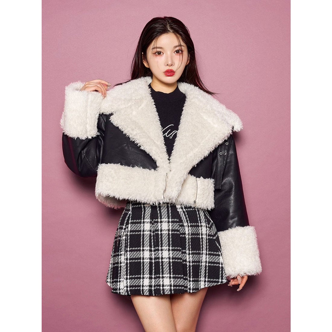 ダーリッチ Darich プードルファーライダースジャケット （グレー