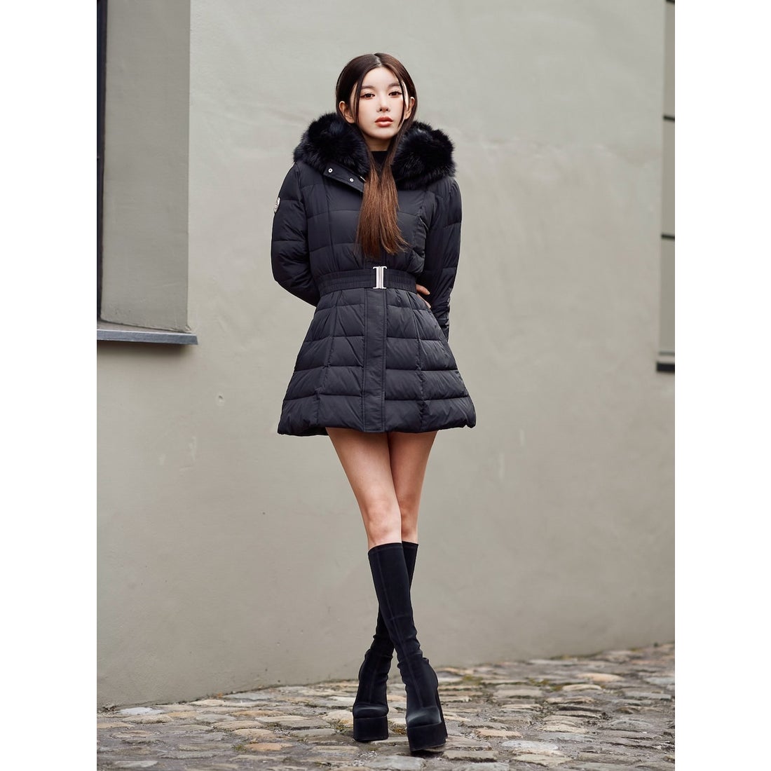 ダーリッチ Darich レディミディダウンコート （ブラック