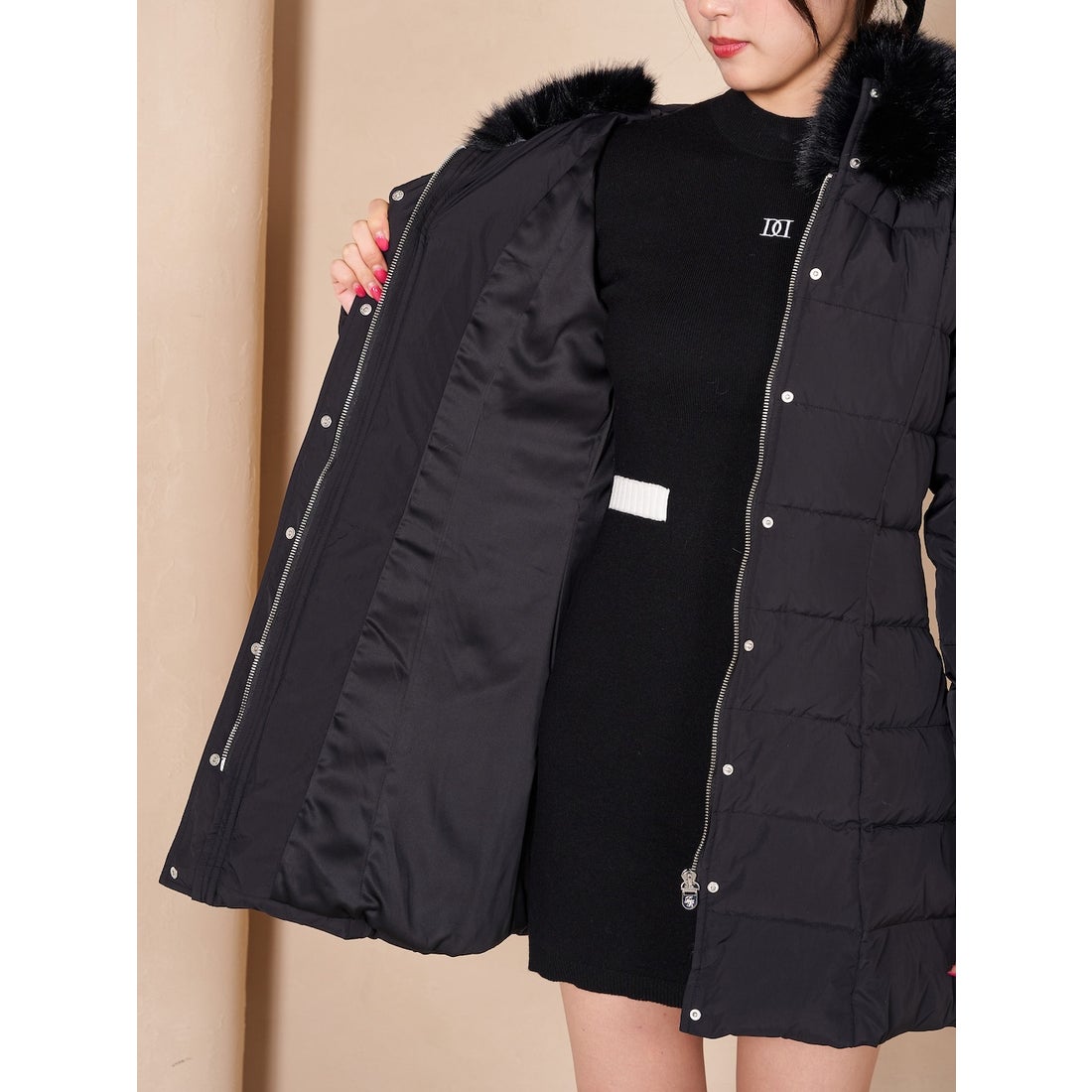 ダーリッチ Darich レディミディダウンコート （ブラック） -靴