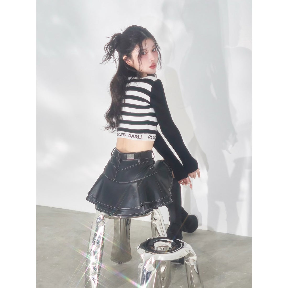 ダーリッチ Darich フリルレザーショートパンツ （ホワイト