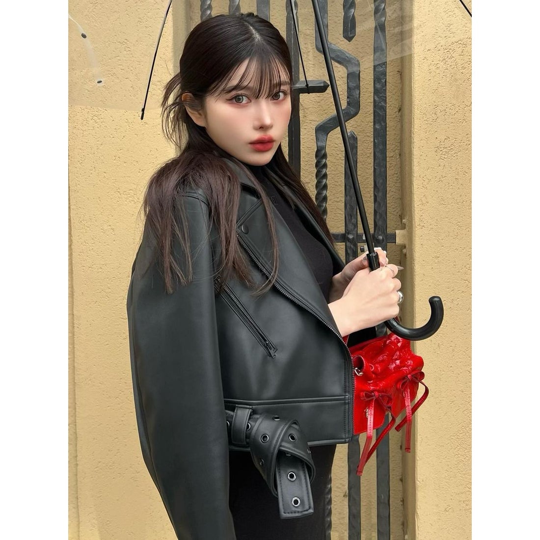 ダーリッチ Darich カラーライダースジャケット （ピンク