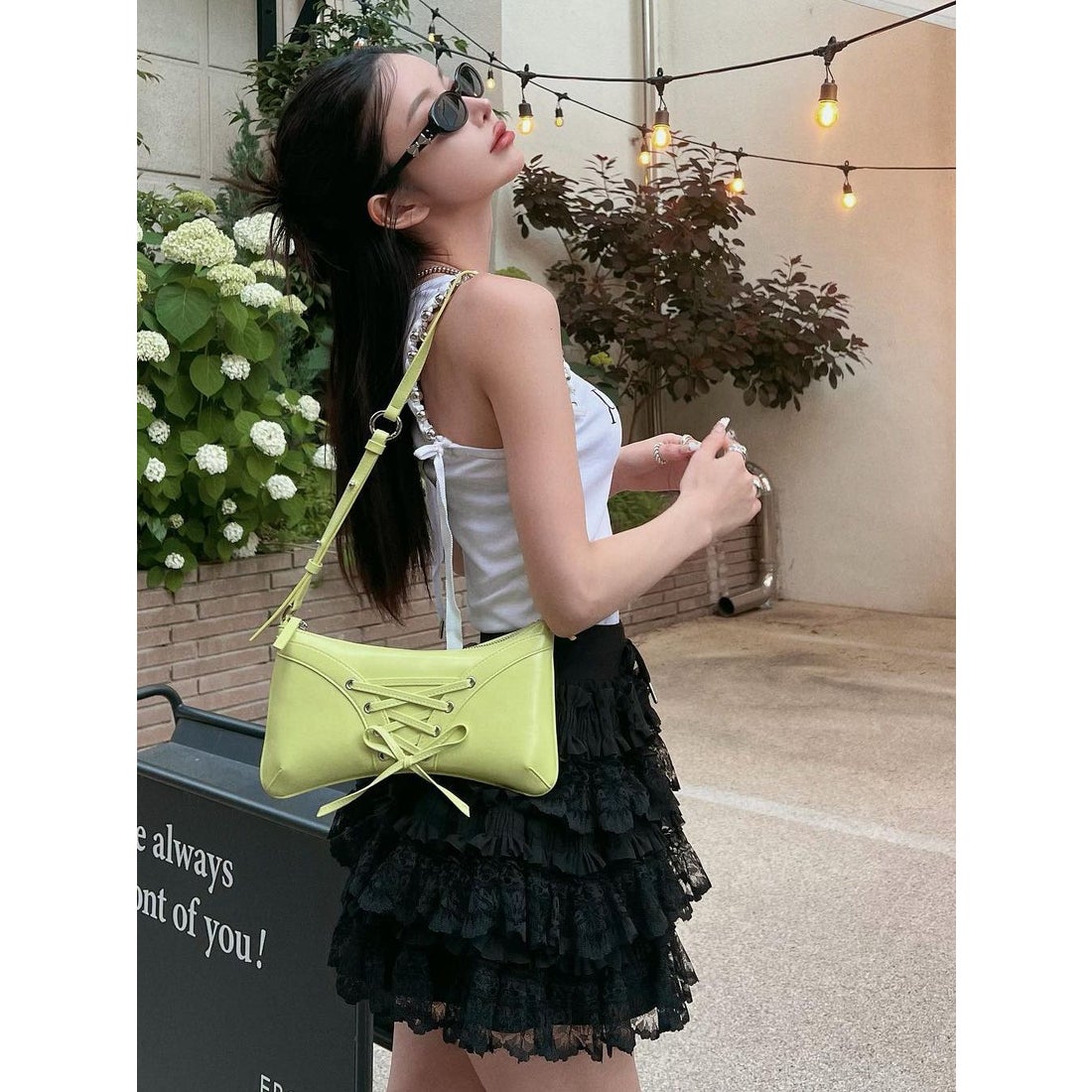 ダーリッチ Darich ボリュームレースフレアミニスカート （ブラック