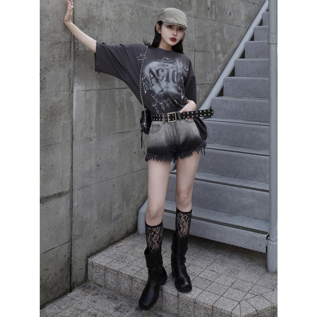 ダーリッチ Darich グラデーションダメージデニムショートパンツ