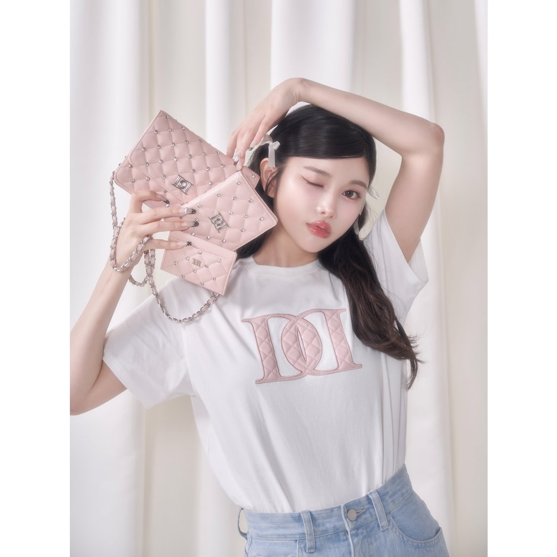 ダーリッチ Darich キルティングアップリケTシャツ （ホワイト） -靴