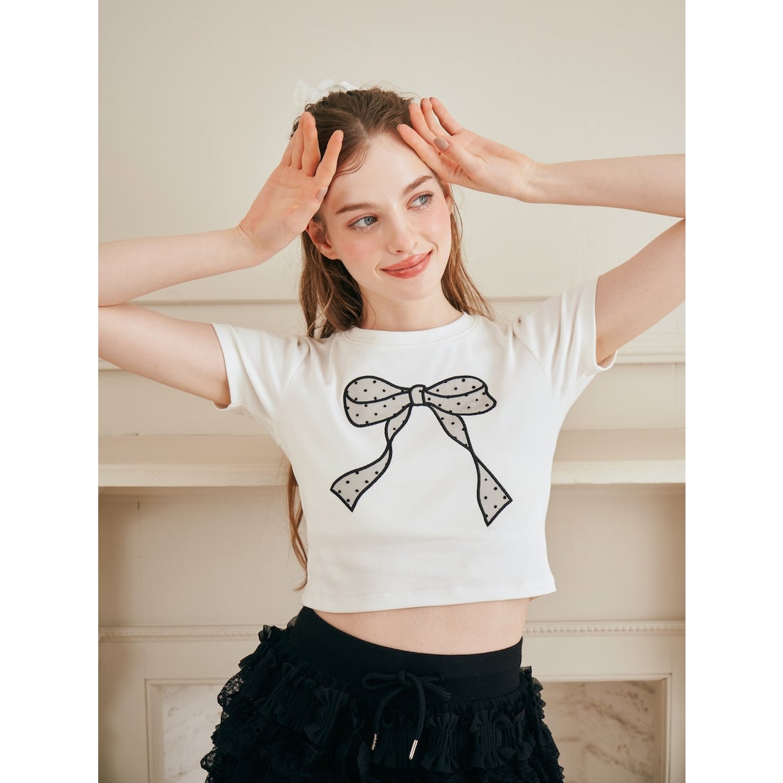 ダーリッチ Darich ドットリボンTシャツ （ブラック） -靴