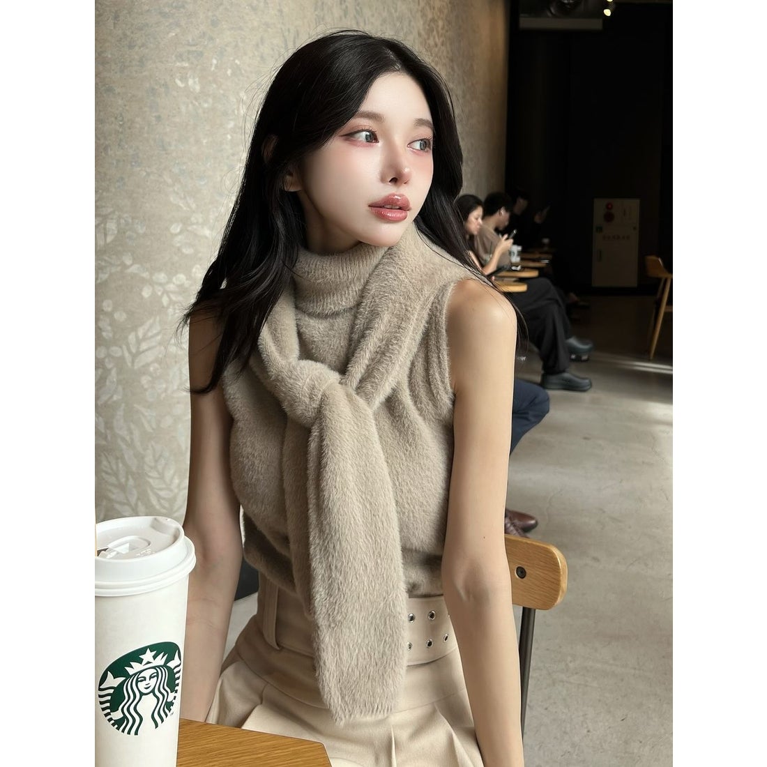 ダーリッチ Darich アンサンブルシャギートップス （ベージュ