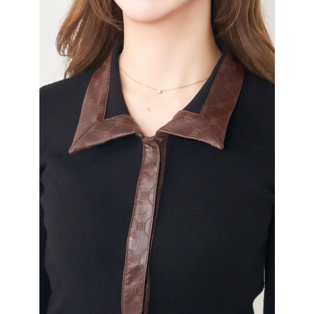 ダーリッチ Darich ロゴレザーニットトップス （ブラック