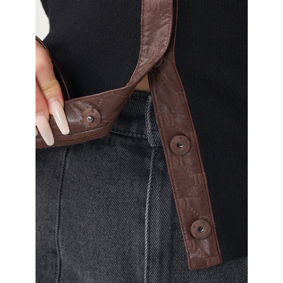 ダーリッチ Darich ロゴレザーニットトップス （ブラック