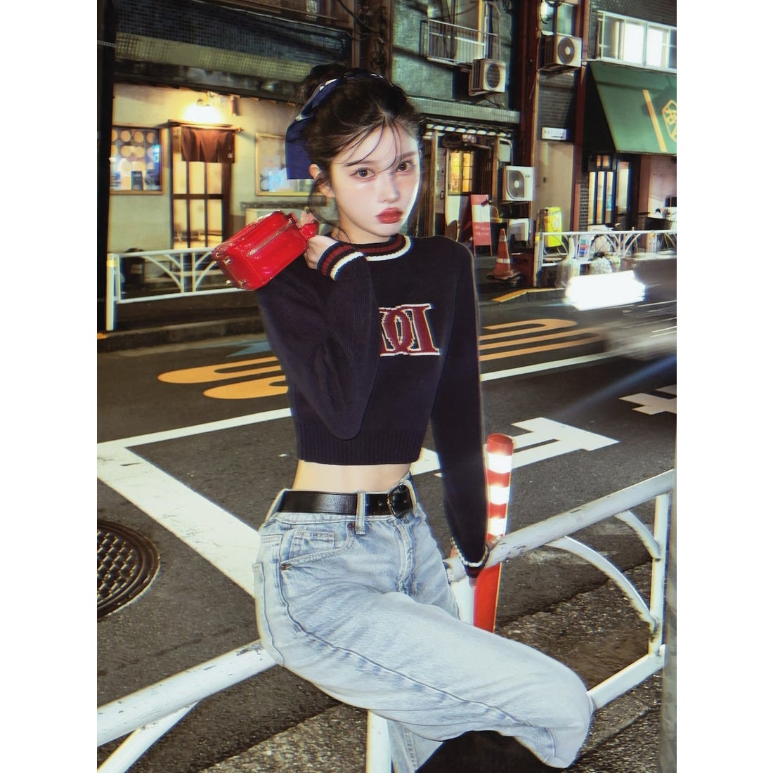 ダーリッチ Darich レトロDDロゴニットトップス （ネイビー） -靴