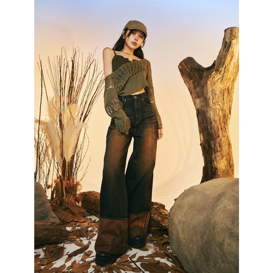 ダーリッチ Darich ビンテージライクワイドデニムパンツ （ブラック