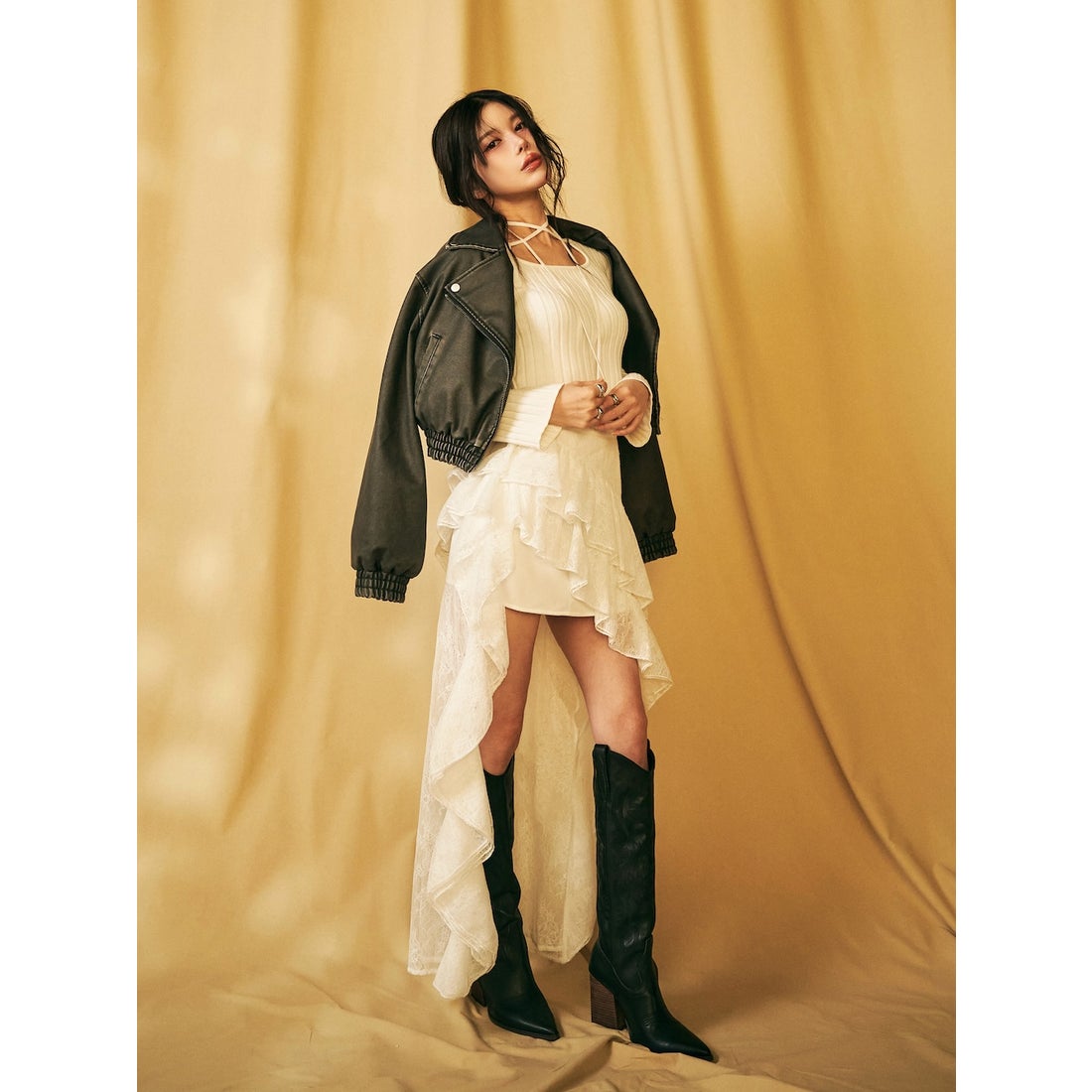 ダーリッチ Darich イレヘムレースフリルスカート （ホワイト