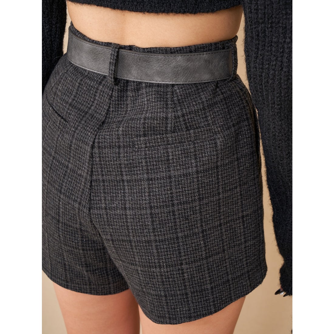 ダーリッチ Darich ハイウエストチェックショートパンツ （ブラウン