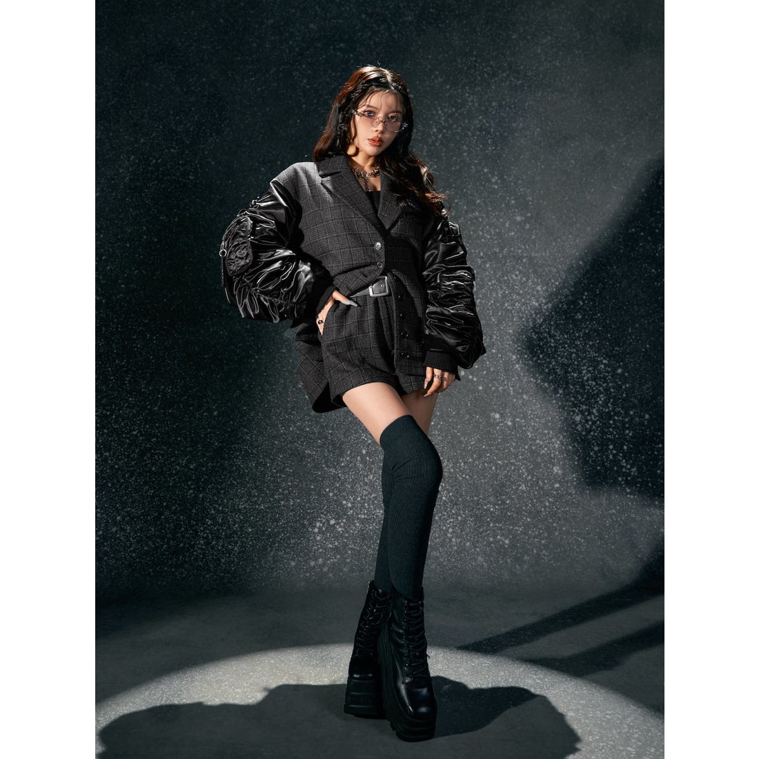 ダーリッチ Darich ハイウエストチェックショートパンツ （ブラウン