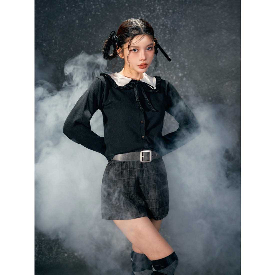 ダーリッチ Darich ハイウエストチェックショートパンツ （ブラウン