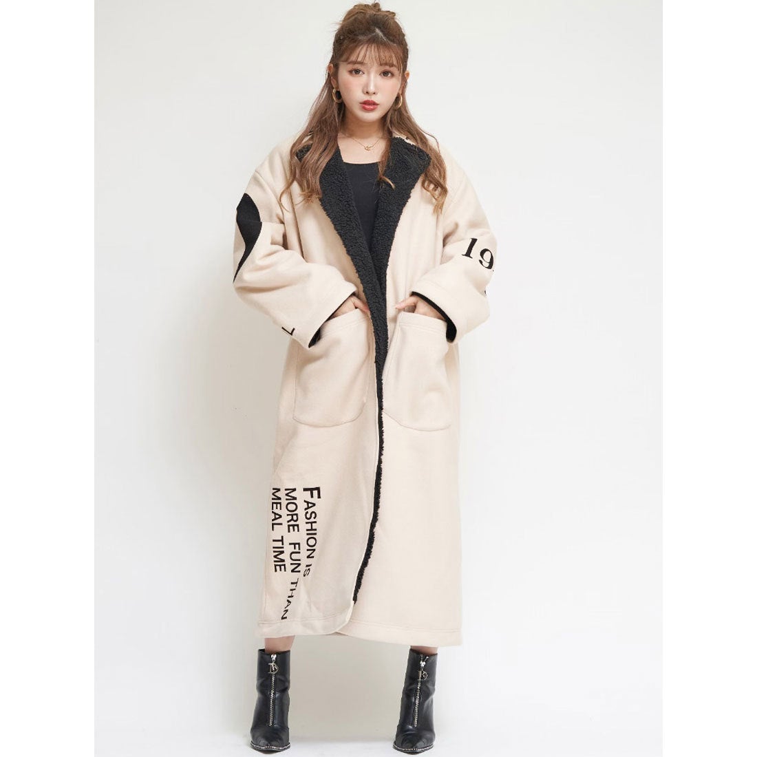 ダーリッチ Darich レタリングメルトンコート （ブラック