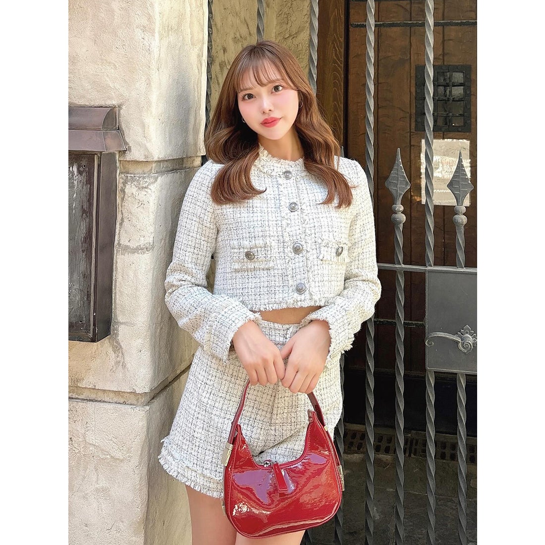 ダーリッチ Darich コンパクトフリンジツイードショートパンツ