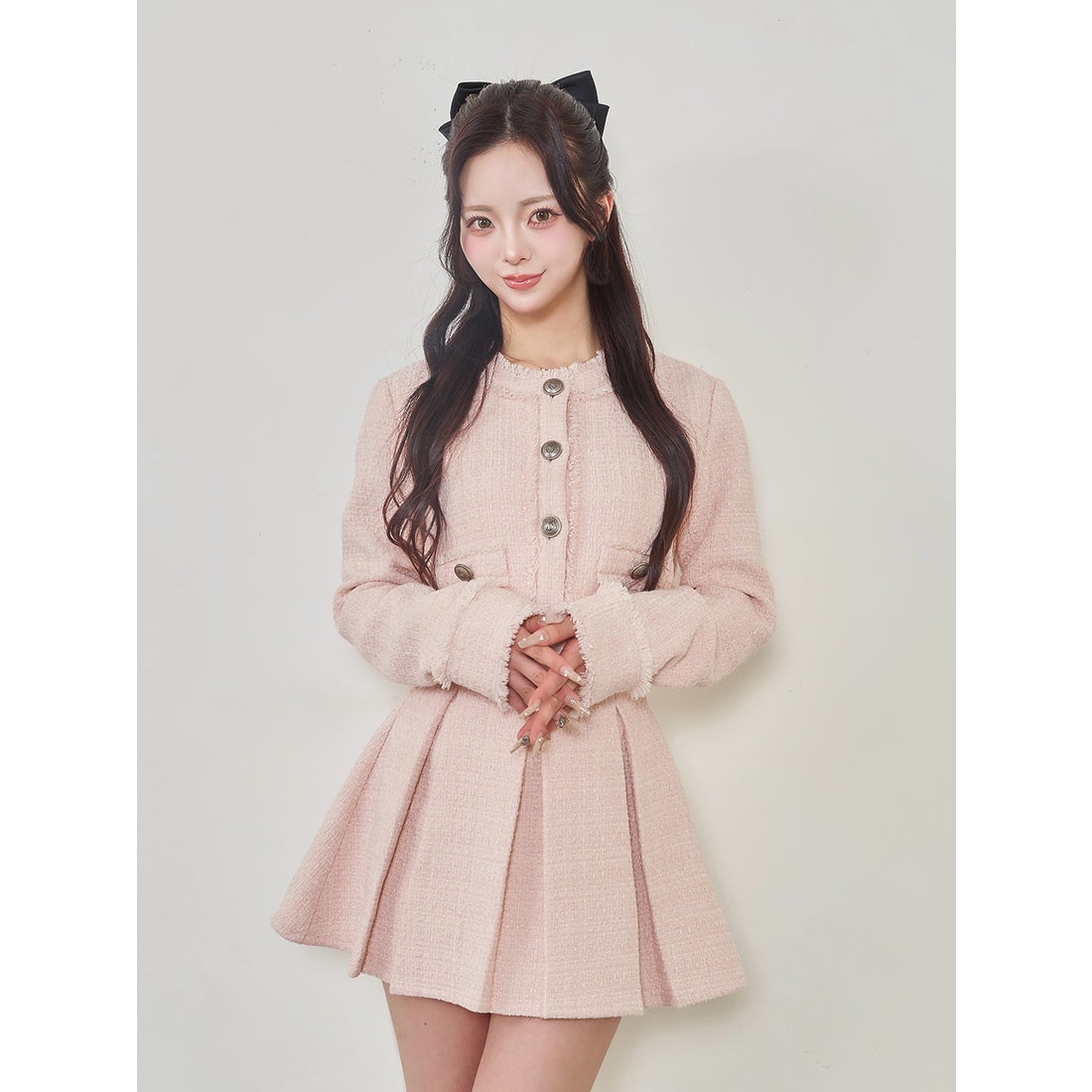 ダーリッチ Darich コンパクトフリンジツイードジャケット （ピンク