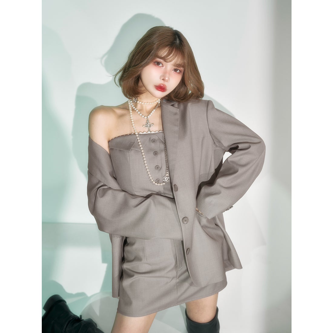 ダーリッチ Darich オーバーサイズテーラードジャケット （グレー