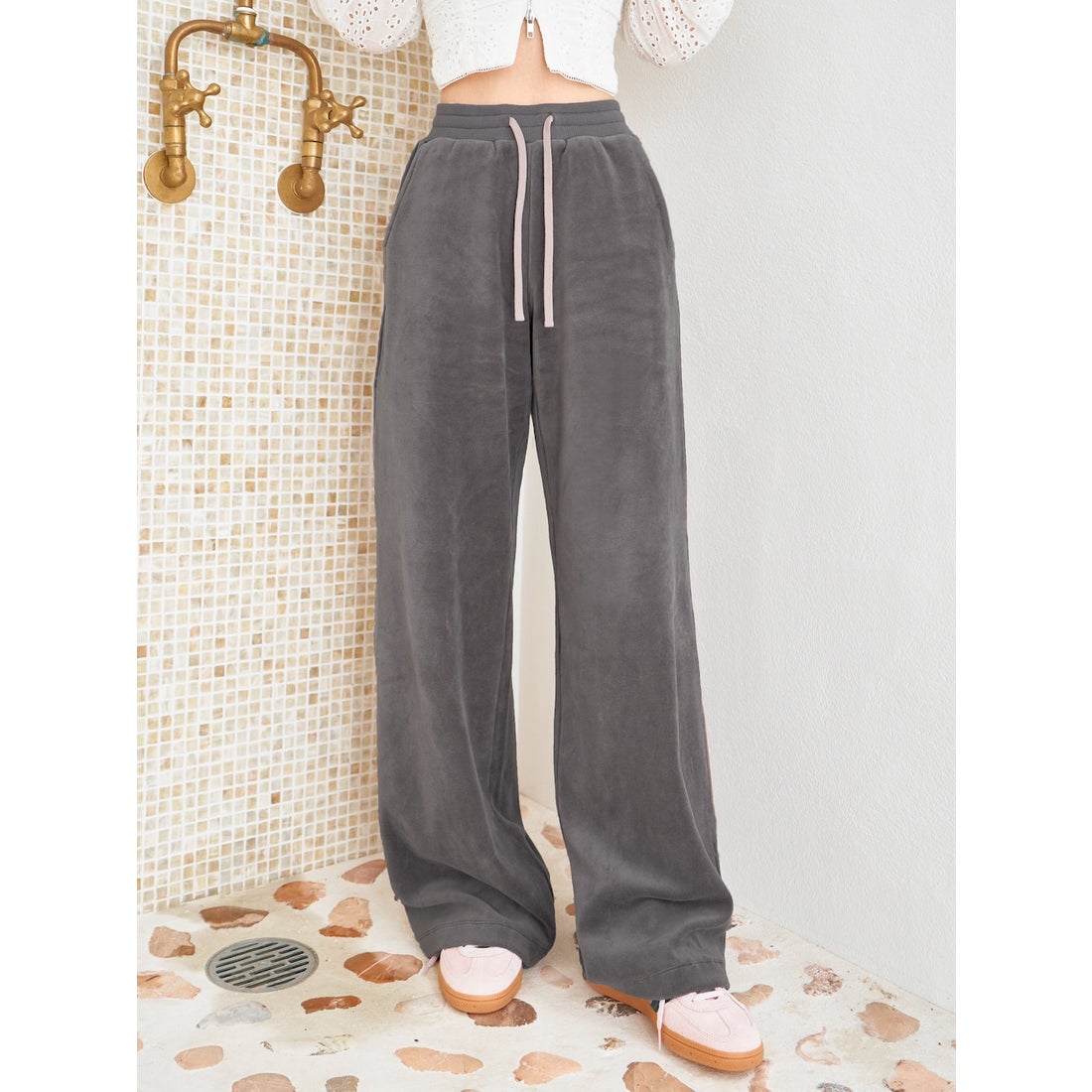 ダーリッチ Darich バイカラーコードベロアワイドパンツ
