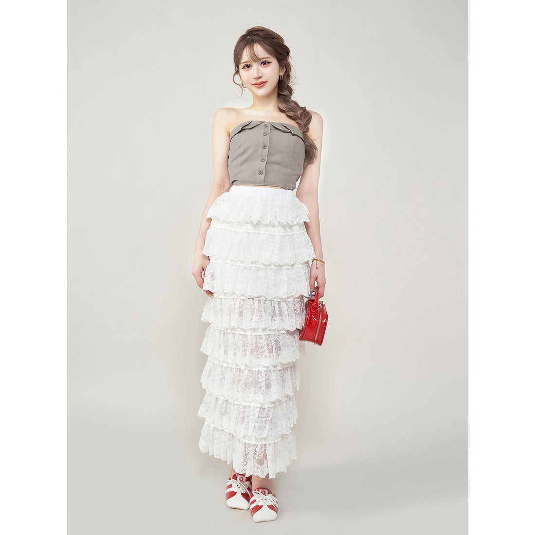 ダーリッチ Darich カラーデザインベアトップ （グレー