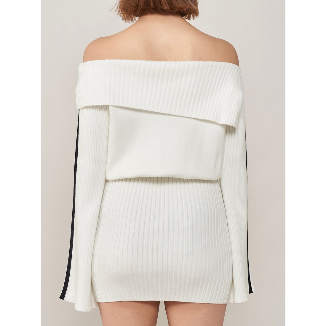 ダーリッチ Darich オフショルラインニットミニワンピース （ホワイト