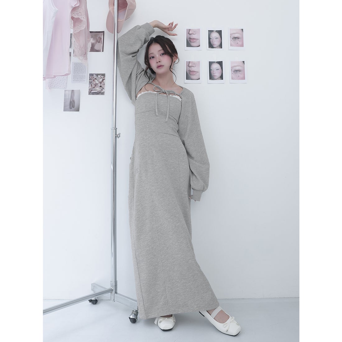 ダーリッチ Darich スウェットボレロベアロングセットアップ （グレー