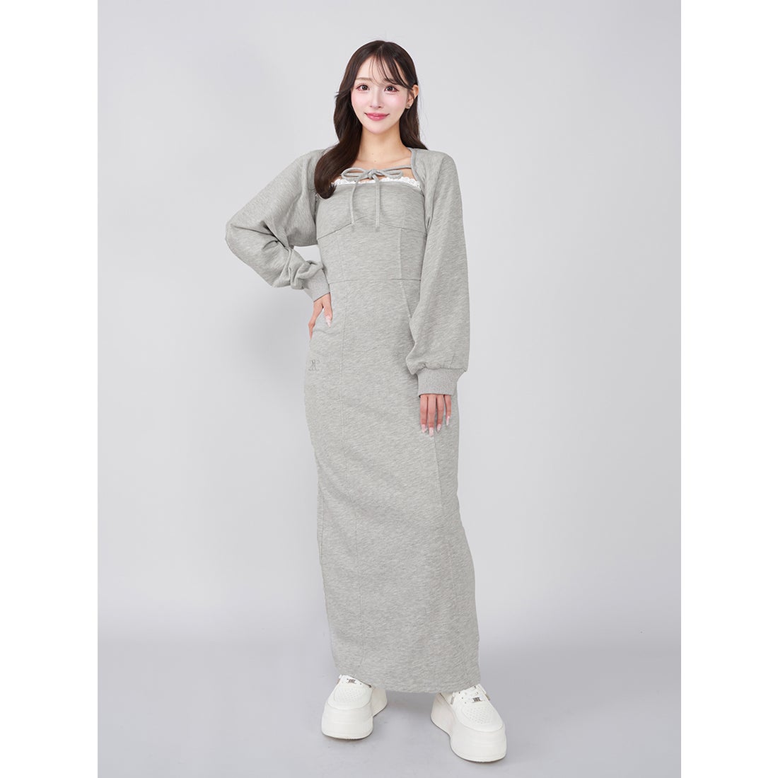 ダーリッチ Darich スウェットボレロベアロングセットアップ （グレー