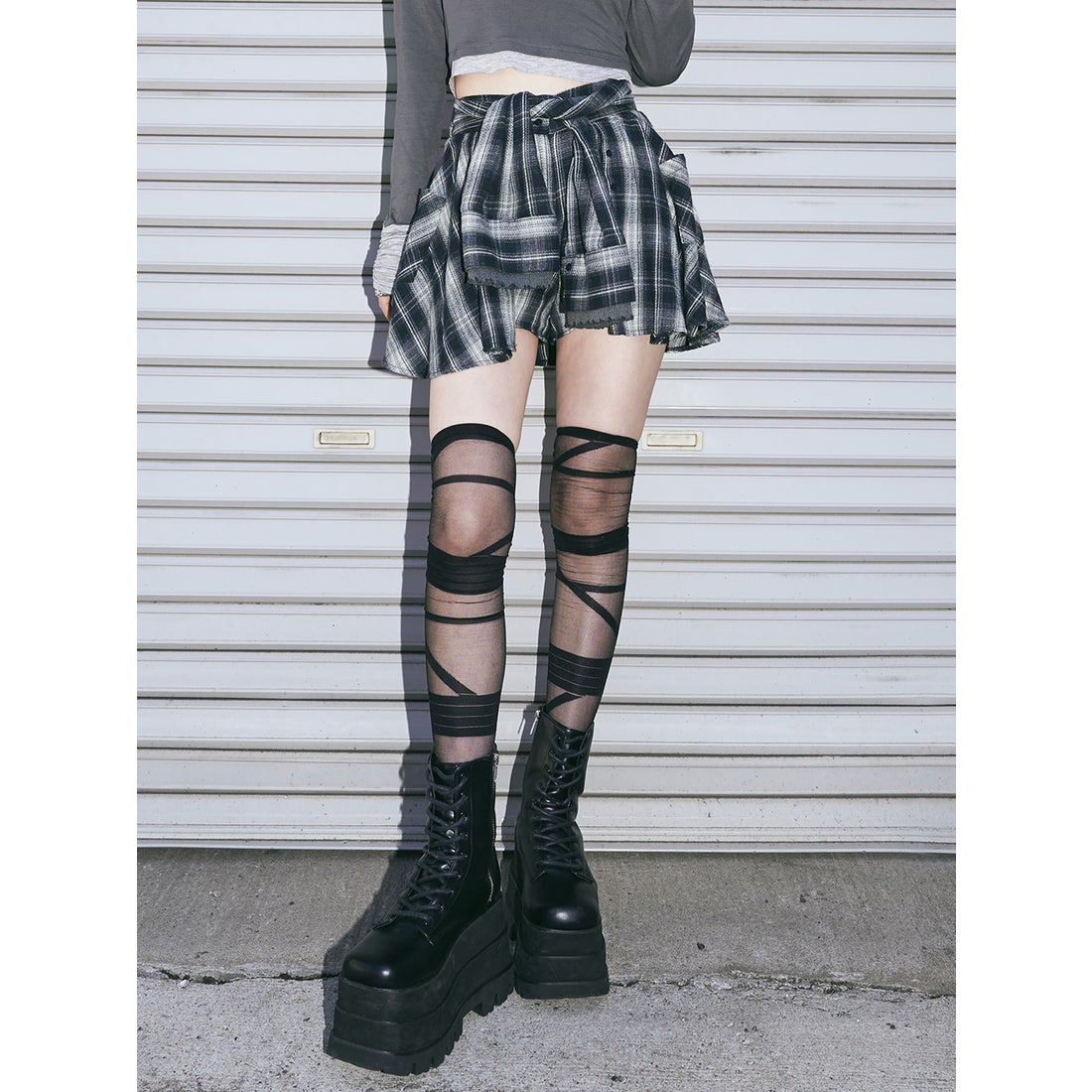 ダーリッチ Darich レイヤードチェックショートパンツ （ネイビー